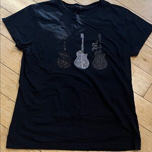 Grand Ole Opry Black Short Sleeve Tee with Guitar Design